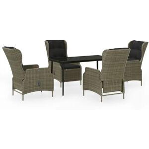 Set de comedor de jardín MAISONCHIC - Estructura de acero, Marrón, 5 pzs Set de comedor de jardín MAISONCHIC - Estructura de acero, Marrón, 5 pzs