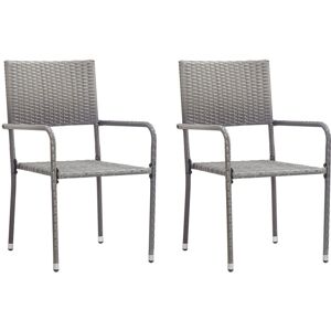 vidaXL Gartentischstühle 2 Stück Grau Poly Rattan - Gartenstuhl vidaXL Gartentischstühle 2 Stück Grau Poly Rattan - Gartenstuhl