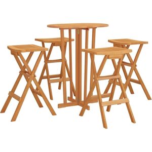vidaXL 5 Piece Folding Bar Set Solid Wood Teak - Bar Set vidaXL 5 Piece Folding Bar Set Solid Wood Teak - Bar Set