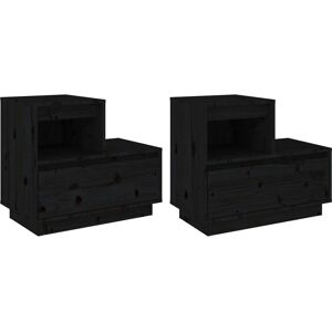 vidaXL 814383 Nachttisch - Massives Kiefernholz - Schwarz vidaXL 814383 Nachttisch - Massives Kiefernholz - Schwarz