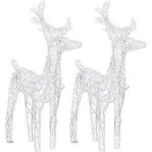 vidaXL Christmas Reindeers - 2 pcs Cold White 80 LEDs Acrylic - Christmas Reindeer Lights vidaXL Christmas Reindeers - 2 pcs Cold White 80 LEDs Acrylic - Christmas Reindeer Lights