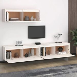 vidaXL 3 White Solid Wood Pine TV Cabinets - TV Cabinets vidaXL 3 White Solid Wood Pine TV Cabinets - TV Cabinets