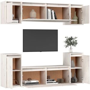 vidaXL 3100190 White Solid Wood Pine Wall Mounted TV Cabinet - TV cabinet vidaXL 3100190 White Solid Wood Pine Wall Mounted TV Cabinet - TV cabinet