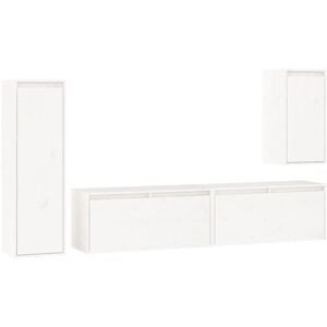vidaXL 3100230 TV Cabinet - Modern White Pine 4-Piece Set vidaXL 3100230 TV Cabinet - Modern White Pine 4-Piece Set