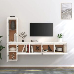 vidaXL TV Cabinet - Modern Solid Wood Pine Storage - White vidaXL TV Cabinet - Modern Solid Wood Pine Storage - White