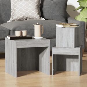 vidaXL Grey Sonoma 3-Piece Nesting Tables - Living Room Furniture vidaXL Grey Sonoma 3-Piece Nesting Tables - Living Room Furniture