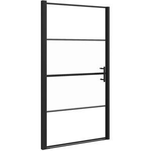 vidaXL Douchedeur 100x178 cm Half Frosted Tempered Glass Zwart - Douchedeur vidaXL Douchedeur 100x178 cm Half Frosted Tempered Glass Zwart - Douchedeur