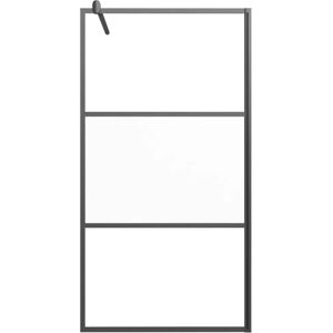 vidaXL Walk-in Shower Wall 100x195 cm Half Frosted ESG Glass Black Shower Wall - Walk-in Shower Wall vidaXL Walk-in Shower Wall 100x195 cm Half Frosted ESG Glass Black Shower Wall - Walk-in Shower Wall