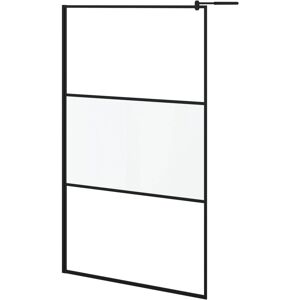 vidaXL Walk-in Shower Wall 115x195 cm Half Frosted ESG Glass Black Shower Wall - Shower Wall vidaXL Walk-in Shower Wall 115x195 cm Half Frosted ESG Glass Black Shower Wall - Shower Wall