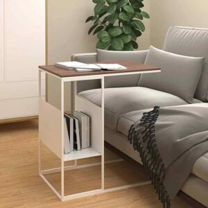 vidaXL White and Brown C-shaped Side Table 55x36x59.5 cm Engineered Wood vidaXL White and Brown C-shaped Side Table 55x36x59.5 cm Engineered Wood