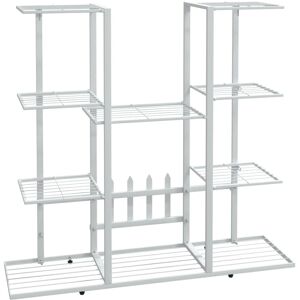 vidaXL White Iron Flower Stand 94.5x25x89 cm - Plant Rack Corner Plant Shelf vidaXL White Iron Flower Stand 94.5x25x89 cm - Plant Rack Corner Plant Shelf