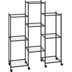 vidaXL Flower Stand with Wheels 83x25x103.5 cm Black Iron Tall Plant Stand - Flower Stand vidaXL Flower Stand with Wheels 83x25x103.5 cm Black Iron Tall Plant Stand - Flower Stand