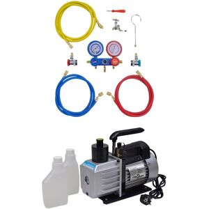 Bomba de vacío vidaXL 50 L/min con conjunto de manómetro de 2 vías - Herramienta de refrigeración Bomba de vacío vidaXL 50 L/min con conjunto de manómetro de 2 vías - Herramienta de refrigeración