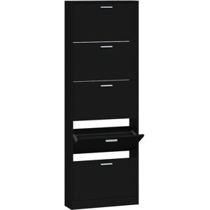 vidaXL Black 59x17x169 cm Shoe Cabinet with 5 Drawers - Shoe Storage Furniture vidaXL Black 59x17x169 cm Shoe Cabinet with 5 Drawers - Shoe Storage Furniture