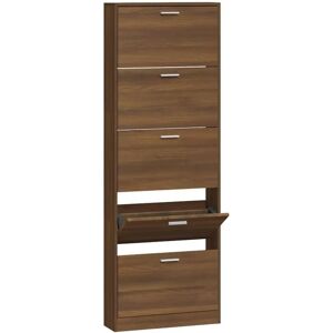 vidaXL Brown Oak Shoe Cabinet 59x17x169 cm - Shoe Cabinet vidaXL Brown Oak Shoe Cabinet 59x17x169 cm - Shoe Cabinet