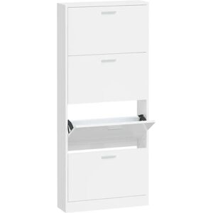 vidaXL Shoe Cabinet High Gloss White 59x17x150 cm Engineered Wood Multi-Drawer - Shoe Cabinet vidaXL Shoe Cabinet High Gloss White 59x17x150 cm Engineered Wood Multi-Drawer - Shoe Cabinet