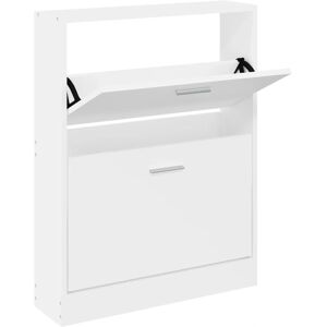 vidaXL White 59x17x81cm Shoe Cabinet 2-Drawer Organizer vidaXL White 59x17x81cm Shoe Cabinet 2-Drawer Organizer