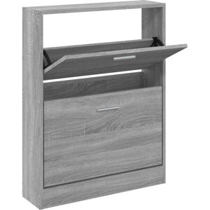 vidaXL Grey Sonoma Shoe Cabinet 59x17x81 cm Modern Organiser vidaXL Grey Sonoma Shoe Cabinet 59x17x81 cm Modern Organiser