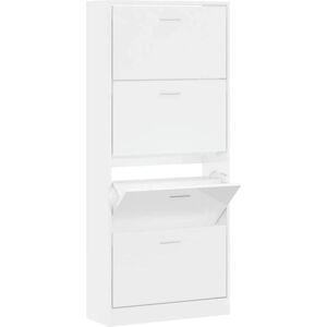 vidaXL White High Gloss Shoe Cabinet 63x24x147 cm vidaXL White High Gloss Shoe Cabinet 63x24x147 cm