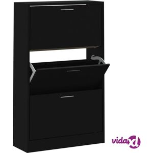 vidaXL Black Shoe Cabinet 2-Drawers 63x24x103 cm vidaXL Black Shoe Cabinet 2-Drawers 63x24x103 cm