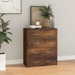 vidaXL Smoked Oak Sideboard with 4 Drawers - Storage Cabinet vidaXL Smoked Oak Sideboard with 4 Drawers - Storage Cabinet