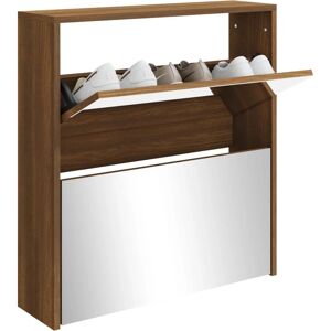 vidaXL Shoe Cabinet - Brown Oak - 2 Compartments - Modern Design vidaXL Shoe Cabinet - Brown Oak - 2 Compartments - Modern Design
