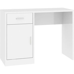 vidaXL White Gloss Desk with Drawer & Cabinet - 100x40x73cm vidaXL White Gloss Desk with Drawer & Cabinet - 100x40x73cm