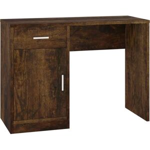 vidaXL Smoked Oak Desk with Drawer & Cabinet - 100x40x73cm - Desk vidaXL Smoked Oak Desk with Drawer & Cabinet - 100x40x73cm - Desk
