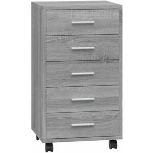 vidaXL Drawer Cabinet with Castors Grey Sonoma - Drawer Cabinet vidaXL Drawer Cabinet with Castors Grey Sonoma - Drawer Cabinet