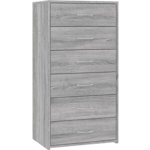 vidaXL Grey Sonoma Sideboard with 6 Drawers - Home Storage Furniture vidaXL Grey Sonoma Sideboard with 6 Drawers - Home Storage Furniture