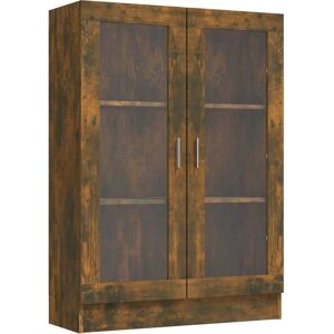 vidaXL Smoked Oak Vitrine Cabinet - Elegant Engineered Wood Decor vidaXL Smoked Oak Vitrine Cabinet - Elegant Engineered Wood Decor