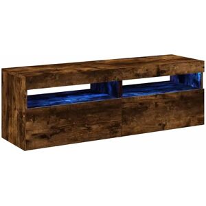 vidaXL TV Cabinet with LED Lights Smoked Oak - TV Cabinet vidaXL TV Cabinet with LED Lights Smoked Oak - TV Cabinet