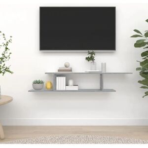 vidaXL Grey Sonoma Wall Shelf - Wall-Mounted TV Shelf, Engineered Wood vidaXL Grey Sonoma Wall Shelf - Wall-Mounted TV Shelf, Engineered Wood