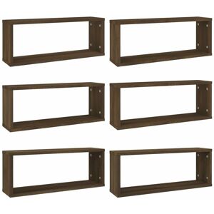 vidaXL 6x Brown Oak Wall Shelves Storage - Wall Shelves vidaXL 6x Brown Oak Wall Shelves Storage - Wall Shelves