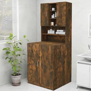 vidaXL Smoked Oak Washing Machine Cabinet - Modern Storage for Bathroom vidaXL Smoked Oak Washing Machine Cabinet - Modern Storage for Bathroom