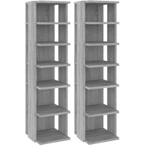vidaXL Grey Sonoma Shoe Cabinet - 2 Units, Engineered Wood vidaXL Grey Sonoma Shoe Cabinet - 2 Units, Engineered Wood