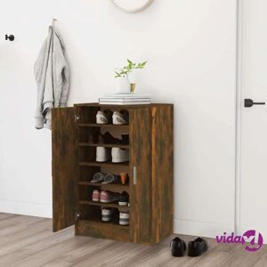 vidaXL Smoked Oak Shoe Cabinet - Shoe Storage Solution vidaXL Smoked Oak Shoe Cabinet - Shoe Storage Solution