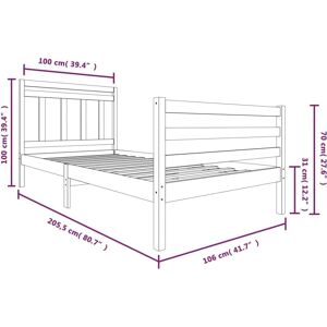 vidaXL Bed Frame White Solid Wood 100x200 cm - Bed Frame vidaXL Bed Frame White Solid Wood 100x200 cm - Bed Frame