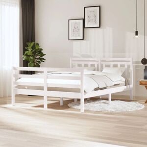vidaXL White Solid Wood Bed Frame - 140x200 cm - Bed Base vidaXL White Solid Wood Bed Frame - 140x200 cm - Bed Base