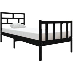 vidaXL Cadru de pat din pin negru - 75x190cm Single vidaXL Cadru de pat din pin negru - 75x190cm Single