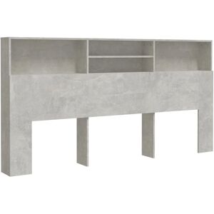 vidaXL Headboard Cabinet Concrete Grey - Bedroom Storage - Headboard with Compartments vidaXL Headboard Cabinet Concrete Grey - Bedroom Storage - Headboard with Compartments
