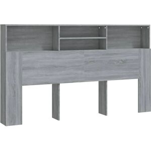 vidaXL Grey Sonoma Headboard Cabinet - Headboard Cabinet Bedroom Storage vidaXL Grey Sonoma Headboard Cabinet - Headboard Cabinet Bedroom Storage
