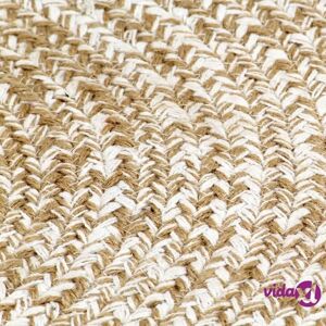 vidaXL Handmade Rug Jute White Brown 180 cm - Rug vidaXL Handmade Rug Jute White Brown 180 cm - Rug