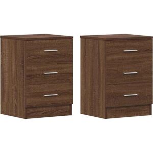 vidaXL Bedside Cabinet - Brown Oak - 3 Drawers - Bedside Table vidaXL Bedside Cabinet - Brown Oak - 3 Drawers - Bedside Table