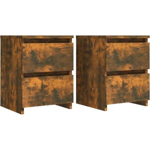 vidaXL Smoked Oak Bedside Cabinet - 2 Drawers, 30x30x40 cm vidaXL Smoked Oak Bedside Cabinet - 2 Drawers, 30x30x40 cm