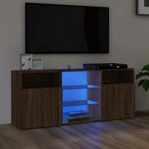 VidaXL Brown Oak TV Cabinet with LED Lights - TV Stand 120x30x50cm VidaXL Brown Oak TV Cabinet with LED Lights - TV Stand 120x30x50cm