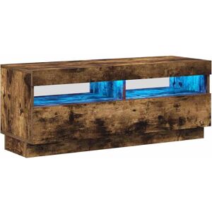 vidaXL Smoked Oak TV Cabinet with LED Lights - 100x35x40 cm vidaXL Smoked Oak TV Cabinet with LED Lights - 100x35x40 cm