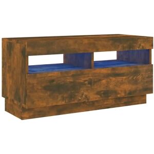 vidaXL Smoked Oak TV Cabinet - LED Lights, 80x35x40 cm - TV Furniture vidaXL Smoked Oak TV Cabinet - LED Lights, 80x35x40 cm - TV Furniture