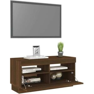 vidaXL Brown Oak TV Cabinet with LED Lights - 80x35x40 cm vidaXL Brown Oak TV Cabinet with LED Lights - 80x35x40 cm