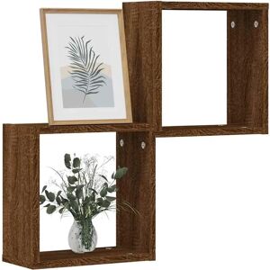 vidaXL Brown Oak Wall Cube Shelves - Wall Shelves vidaXL Brown Oak Wall Cube Shelves - Wall Shelves